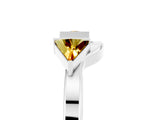 White gold Trillion Citrine Open Band Ring with Bezel Setting_11