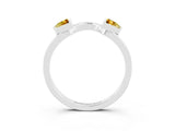 White gold Trillion Citrine Open Band Ring with Bezel Setting_9