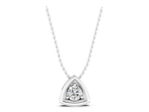 White gold Trillion Cut Diamond Bezel Pendant