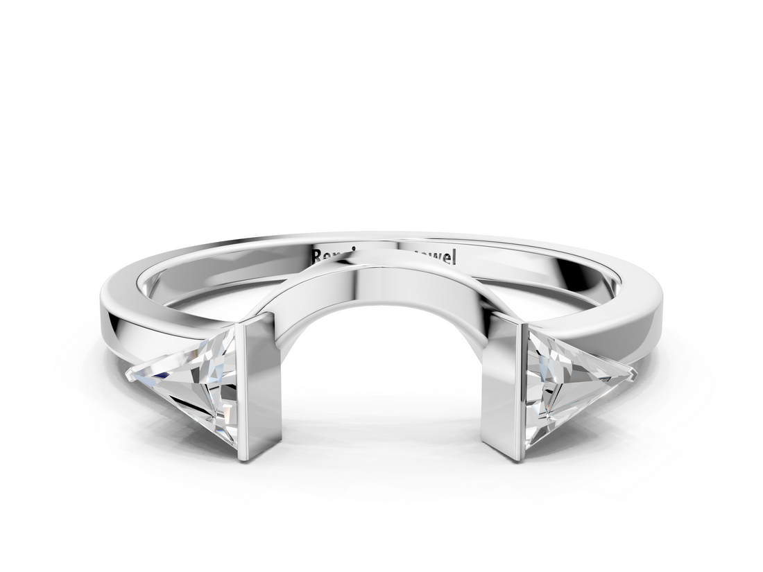 White gold Trillion Cut Open Band with Bezel Set Diamonds_46