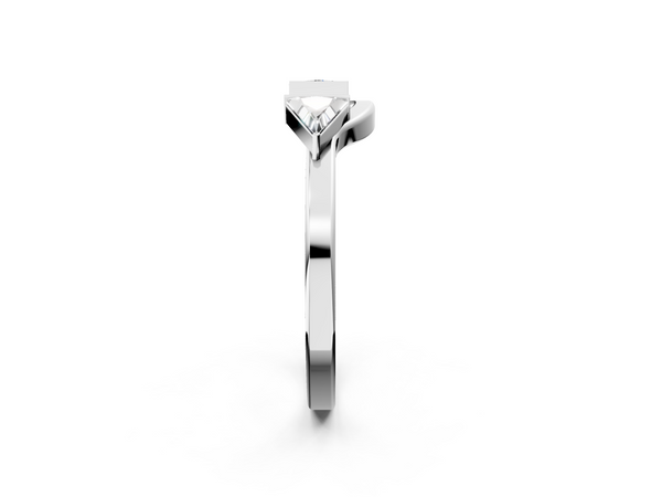 White gold Trillion Diamond Open Band Ring with Bezel Setting