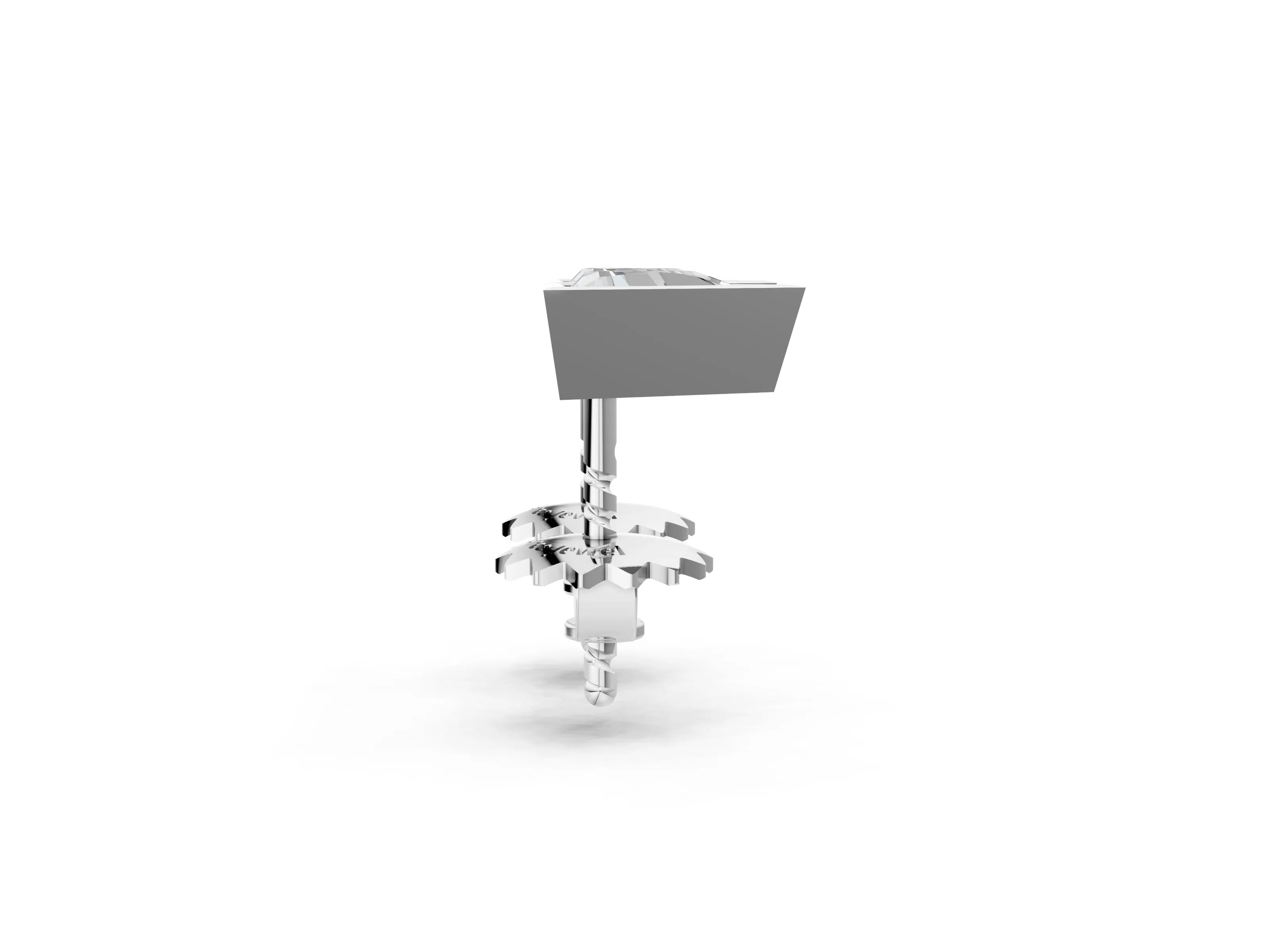 White gold Trillion Diamond Bezel-Set Solitaire Stud Earrings_8