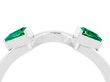 White gold Trillion Emerald Open Band Ring with Bezel Setting_10
