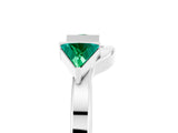 White gold Trillion Emerald Open Band Ring with Bezel Setting_11