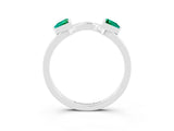 White gold Trillion Emerald Open Band Ring with Bezel Setting_9