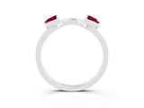 White gold Trillion Garnet Open Band Ring with Bezel Setting_9