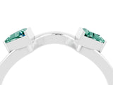 White gold Trillion Green Sapphire Open Band Ring with Bezel Setting_10