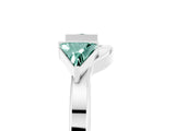 White gold Trillion Green Sapphire Open Band Ring with Bezel Setting_11
