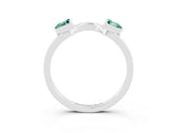 White gold Trillion Green Sapphire Open Band Ring with Bezel Setting_9