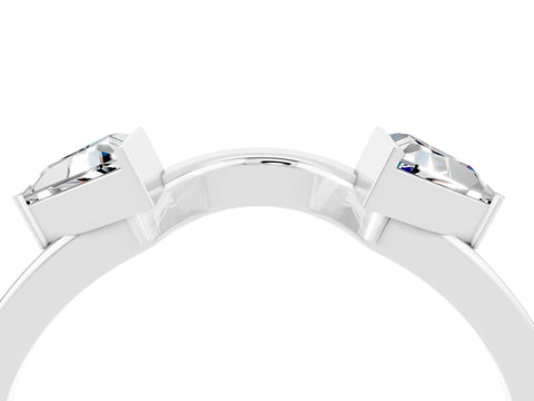 White gold Trillion Moissanite Open Band Ring with Bezel Setting_10