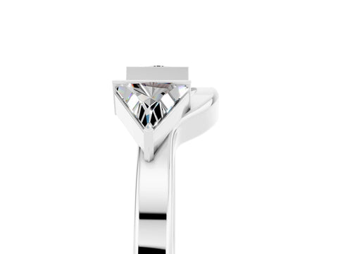 White gold Trillion Moissanite Open Band Ring with Bezel Setting_11