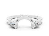 White gold Trillion Moissanite Open Band Ring with Bezel Setting_6
