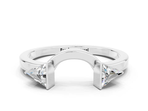 White gold Trillion Moissanite Open Band Ring with Bezel Setting_6