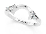 White gold Trillion Moissanite Open Band Ring with Bezel Setting_7