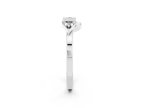 White gold Trillion Moissanite Open Band Ring with Bezel Setting_8