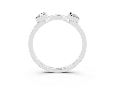 White gold Trillion Moissanite Open Band Ring with Bezel Setting_9