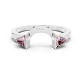 White gold Trillion Morganite Open Band Ring with Bezel Setting_6