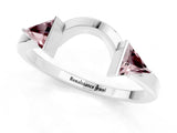 White gold Trillion Morganite Open Band Ring with Bezel Setting_7