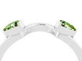 White gold Trillion Peridot Open Band Ring with Bezel Setting_10