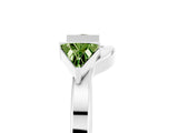 White gold Trillion Peridot Open Band Ring with Bezel Setting_11