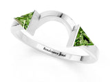 White gold Trillion Peridot Open Band Ring with Bezel Setting_7