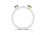 White gold Trillion Peridot Open Band Ring with Bezel Setting_9