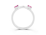 White gold Trillion Pink Sapphire Open Band Ring with Bezel Setting_21