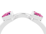 White gold Trillion Pink Sapphire Open Band Ring with Bezel Setting_22