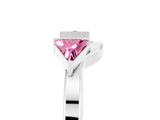 White gold Trillion Pink Sapphire Open Band Ring with Bezel Setting_23