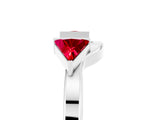 White gold Trillion Ruby Open Band Ring with Bezel Setting_11