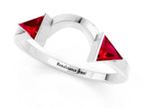 White gold Trillion Ruby Open Band Ring with Bezel Setting_7
