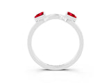 White gold Trillion Ruby Open Band Ring with Bezel Setting_9