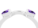White gold Trillion Tanzanite Open Band Ring with Bezel Setting_10