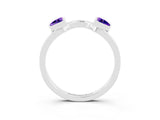 White gold Trillion Tanzanite Open Band Ring with Bezel Setting_9