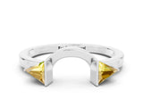White gold Trillion Yellow Sapphire Open Band Ring with Bezel Setting_18