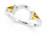 White gold Trillion Yellow Sapphire Open Band Ring with Bezel Setting_19