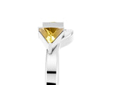 White gold Trillion Yellow Sapphire Open Band Ring with Bezel Setting_23