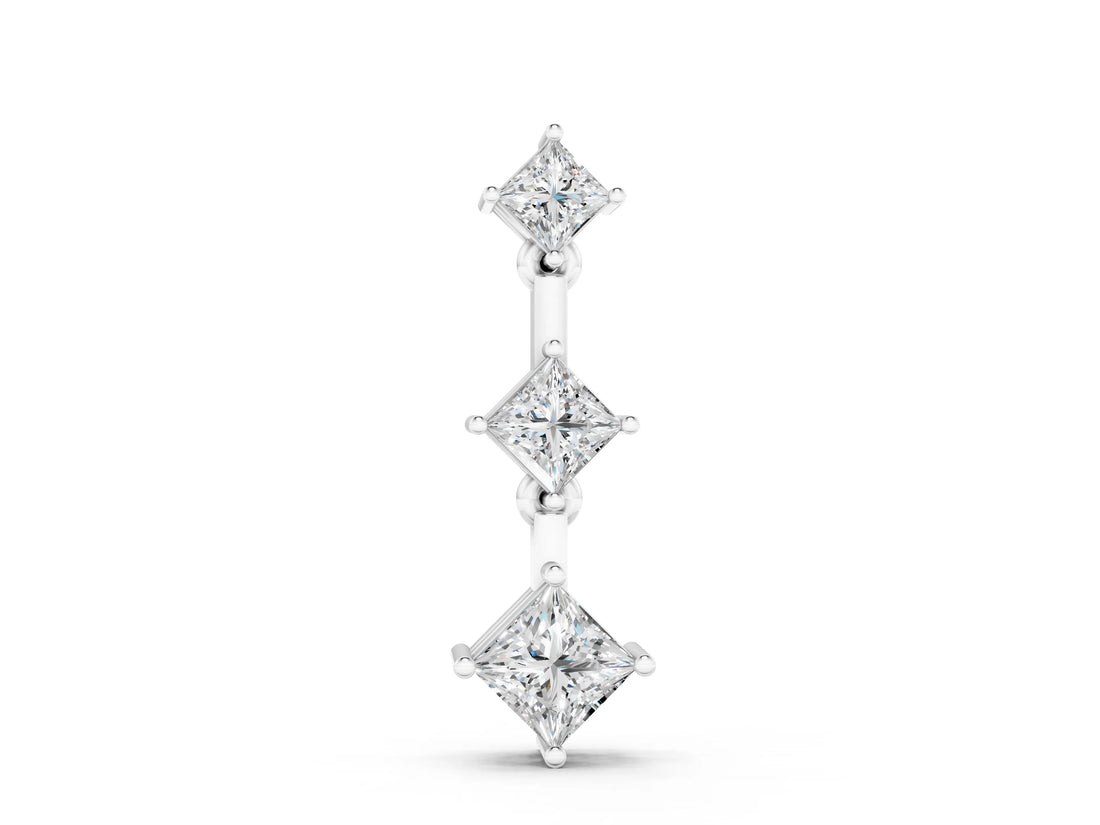 White gold Triple Princess Cut Drop Pendant with Four-Prong Setting_6