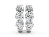 White gold Triple Round Diamond Huggie Earrings with Prong Setting_9