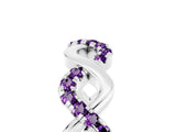White gold Twist Infinity Round Amethyst Band with Pavé Setting_11