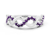 White gold Twist Infinity Round Amethyst Band with Pavé Setting_6