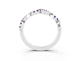 White gold Twist Infinity Round Amethyst Band with Pavé Setting_9