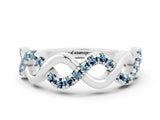 White gold Twist Infinity Round Aquamarine Band with Pavé Setting_6