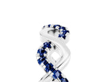 White gold Twist Infinity Round Blue Sapphire Band with Pavé Setting_11