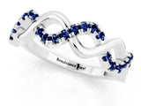 White gold Twist Infinity Round Blue Sapphire Band with Pavé Setting_7