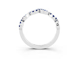 White gold Twist Infinity Round Blue Sapphire Band with Pavé Setting_9