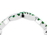 White gold Twist Infinity Round Emerald Band with Pavé Setting_10