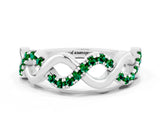 White gold Twist Infinity Round Emerald Band with Pavé Setting_6