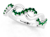 White gold Twist Infinity Round Emerald Band with Pavé Setting_7