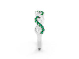 White gold Twist Infinity Round Emerald Band with Pavé Setting_8